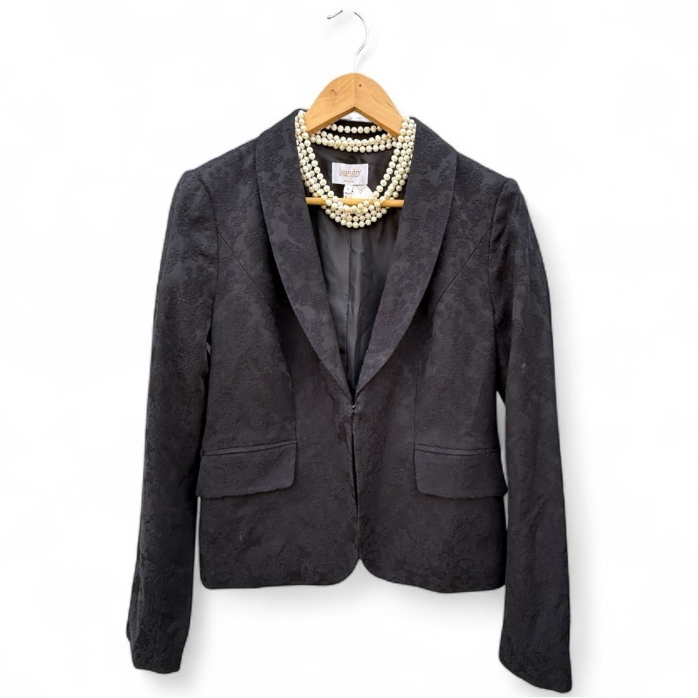 Laundry by Shelli Segal Black Embroidered Blazer Size 8